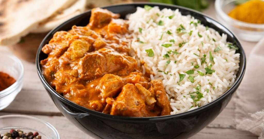 pollo al curry con arroz basmati